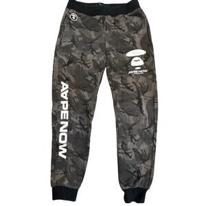 EUC Aape By A Bathing Ape $175 Charcoal Gray Logo Sweat Pants Adult Size Large